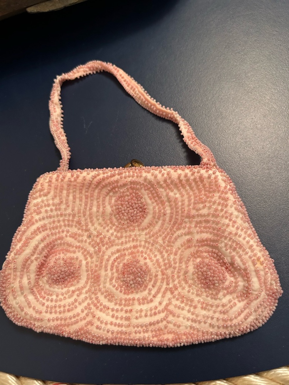 Vintage Delicate Pink Beaded Evening Clutch - Picture 3 of 4